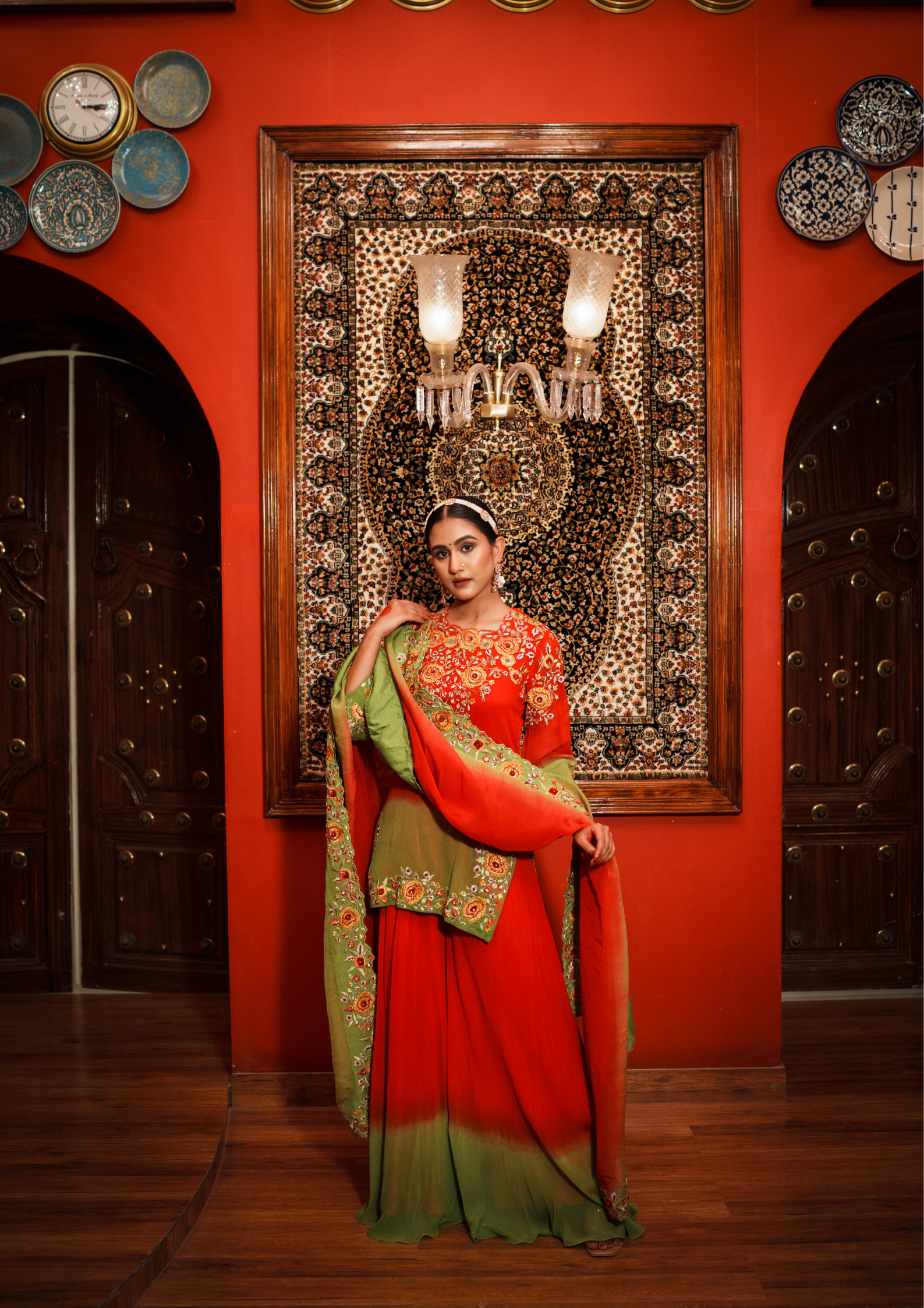 ROSE GEORGETTE SHARARA SET