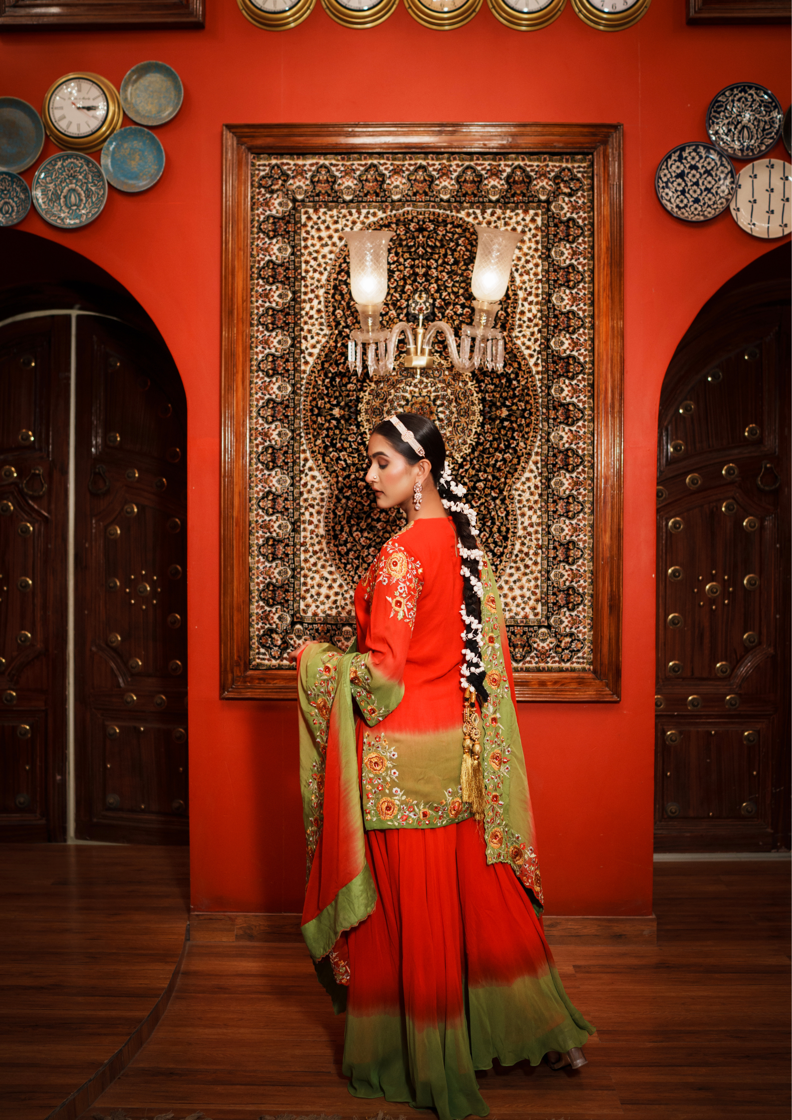ROSE GEORGETTE SHARARA SET