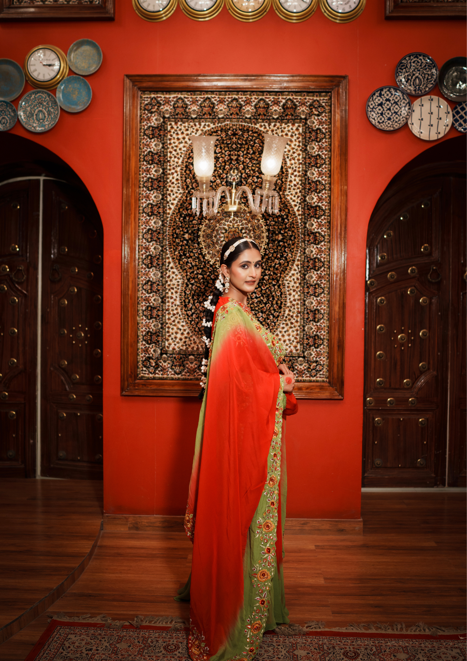 ROSE GEORGETTE SHARARA SET