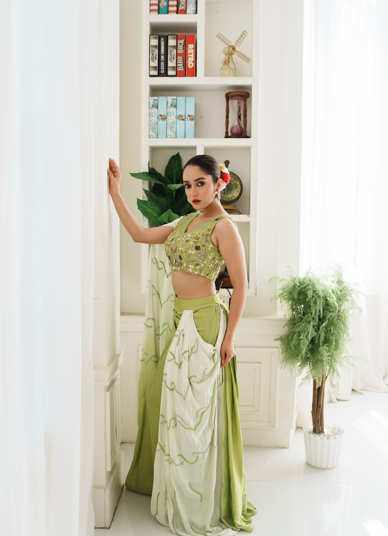 INDRANI SATIN & ORGANZA SKIRT SET