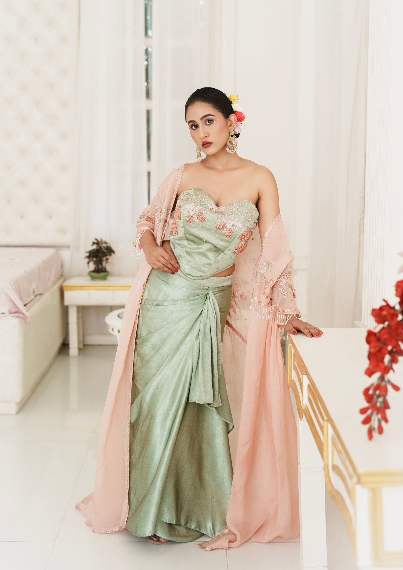 MEHER SATIN CAPE SET